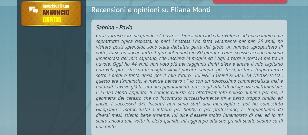 Eliana Monti recensioni e opinioni