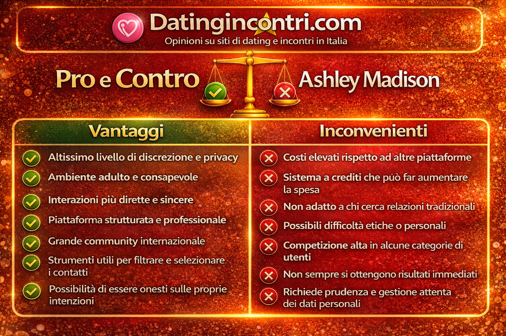 Vantaggi e Inconvenienti Ashley Madison
